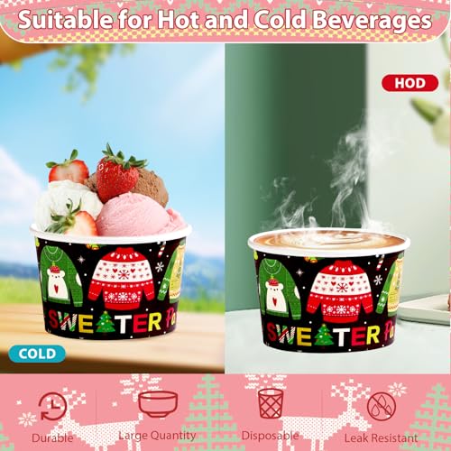 120 Pcs Christmas Ugly Sweater Snack Cups - Grencian