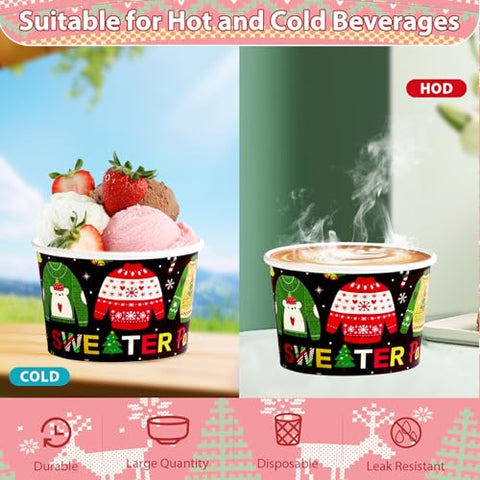 120 Pcs Christmas Ugly Sweater Snack Cups - Grencian