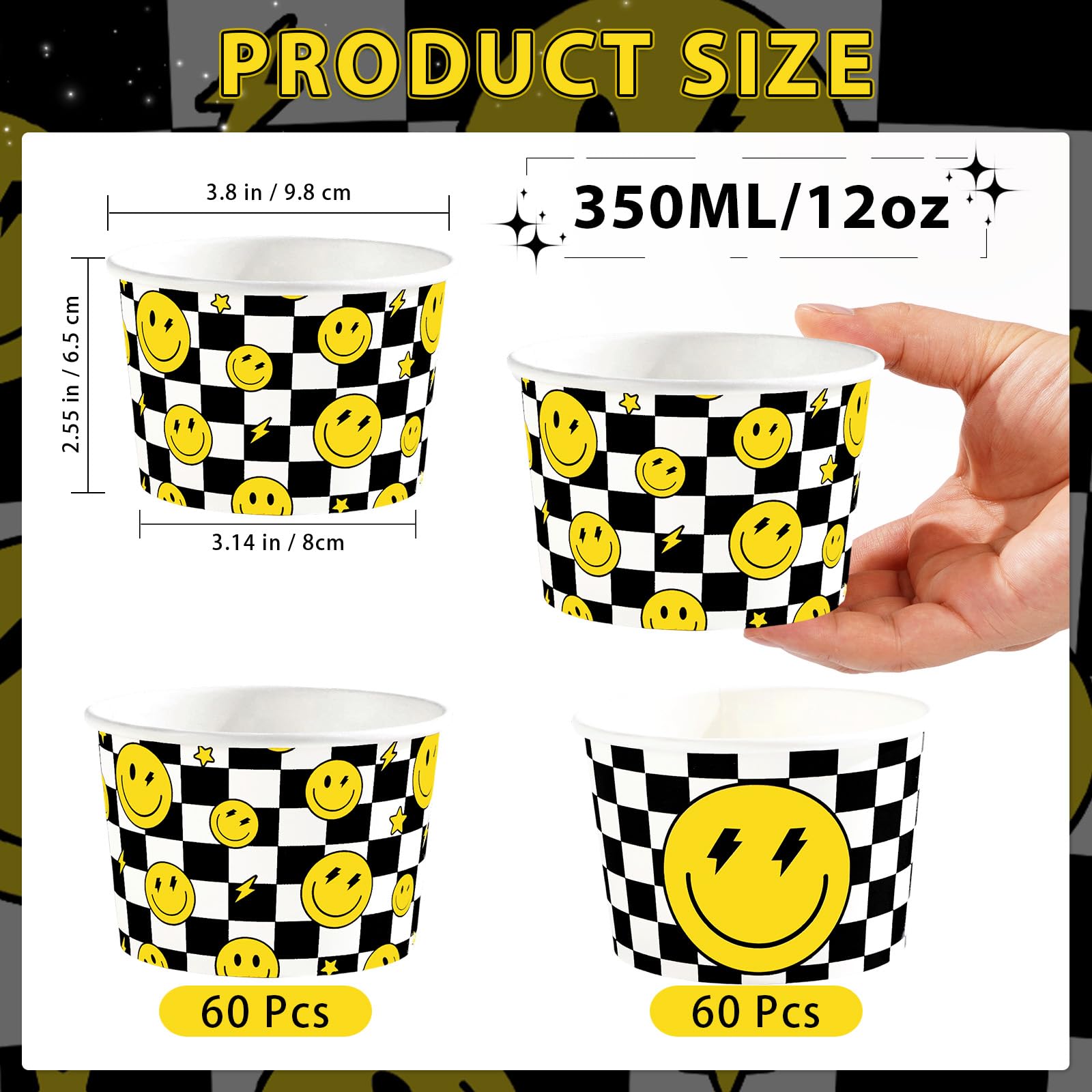 120 Pcs Smile Face Snack Cup - Grencian