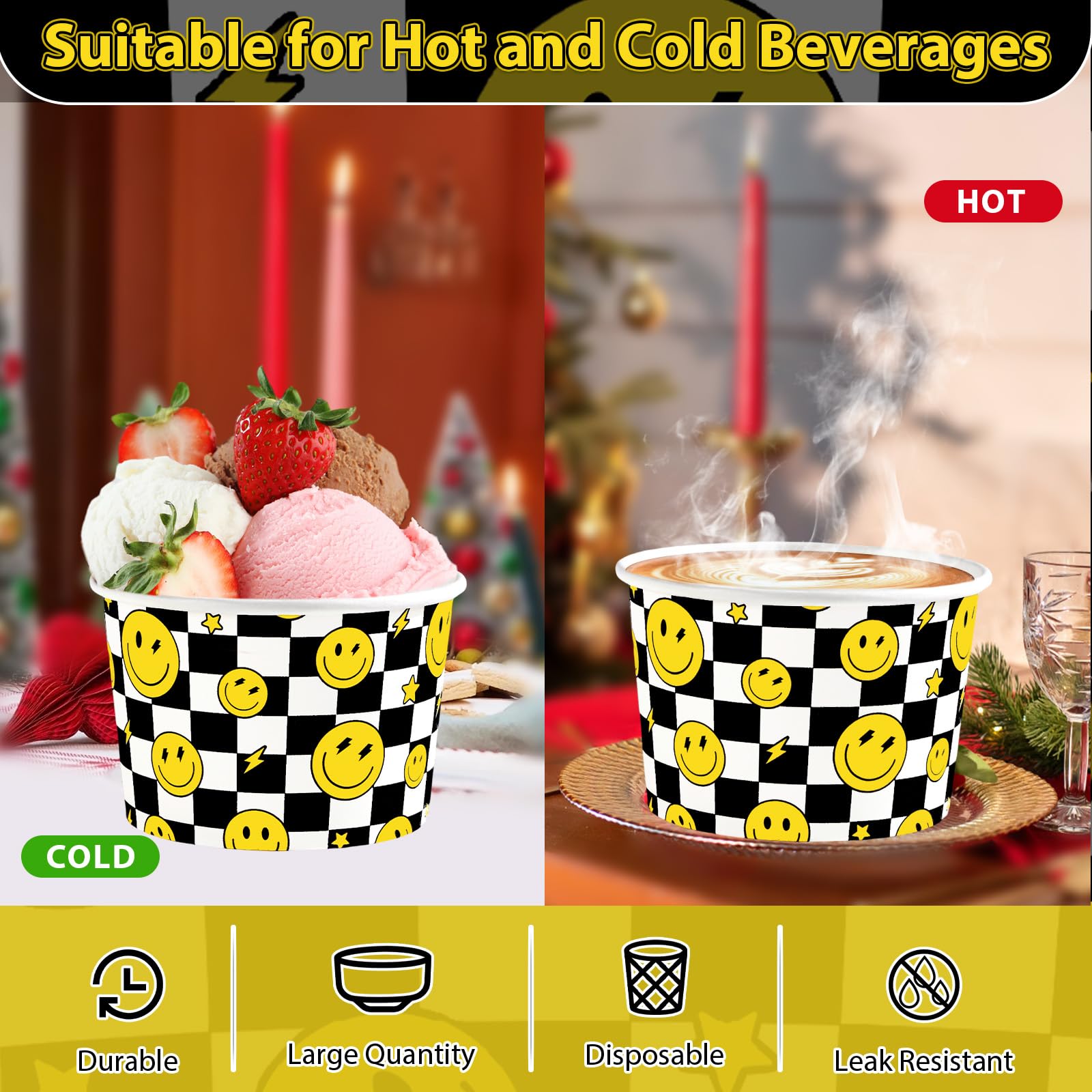 120 Pcs Smile Face Snack Cup - Grencian