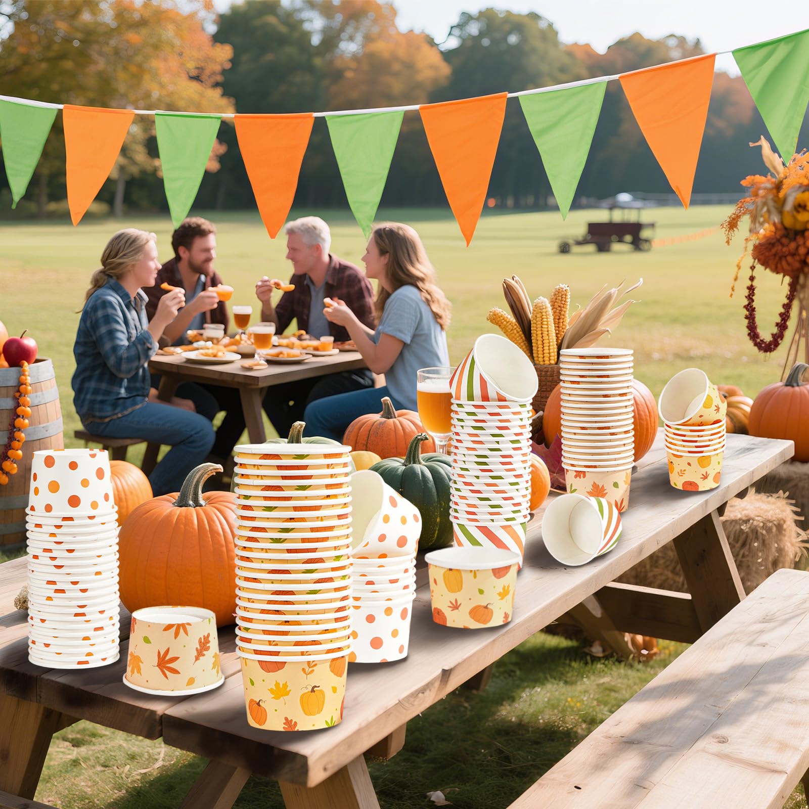 120 Pcs Fall Orange Dots Ice Cream Snack Cup - Grencian