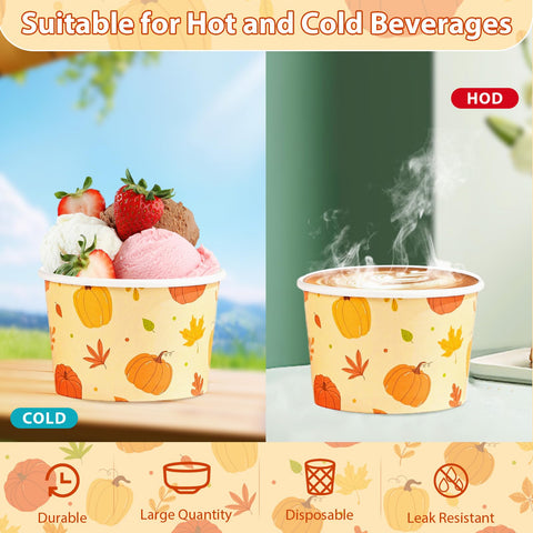 120 Pcs Fall Orange Dots Ice Cream Snack Cup - Grencian