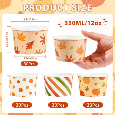 120 Pcs Fall Orange Dots Ice Cream Snack Cup - Grencian