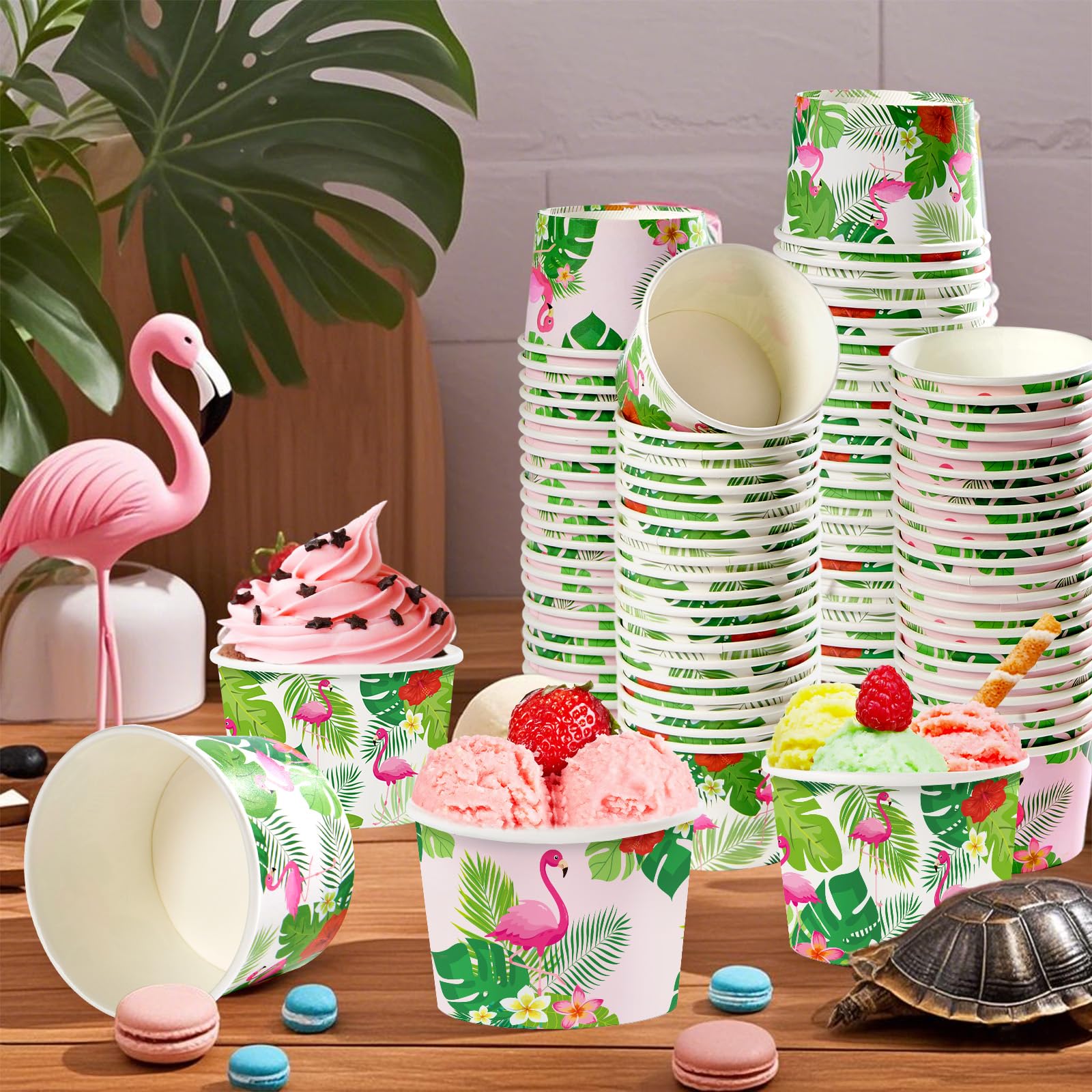 120 Pcs Flamingo Ice Cream Snack Cup - Grencian