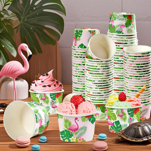 120 Pcs Flamingo Ice Cream Snack Cup - Grencian
