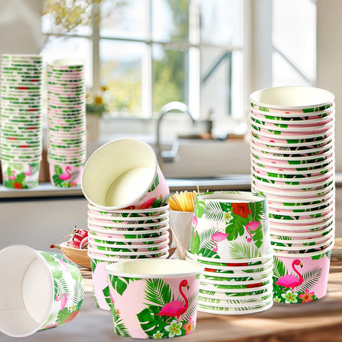 120 Pcs Flamingo Ice Cream Snack Cup - Grencian