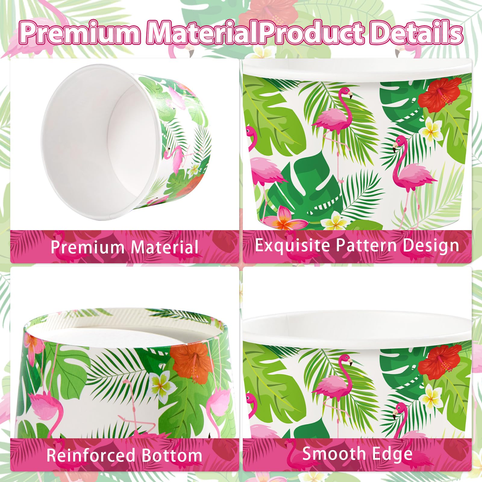 120 Pcs Flamingo Ice Cream Snack Cup - Grencian