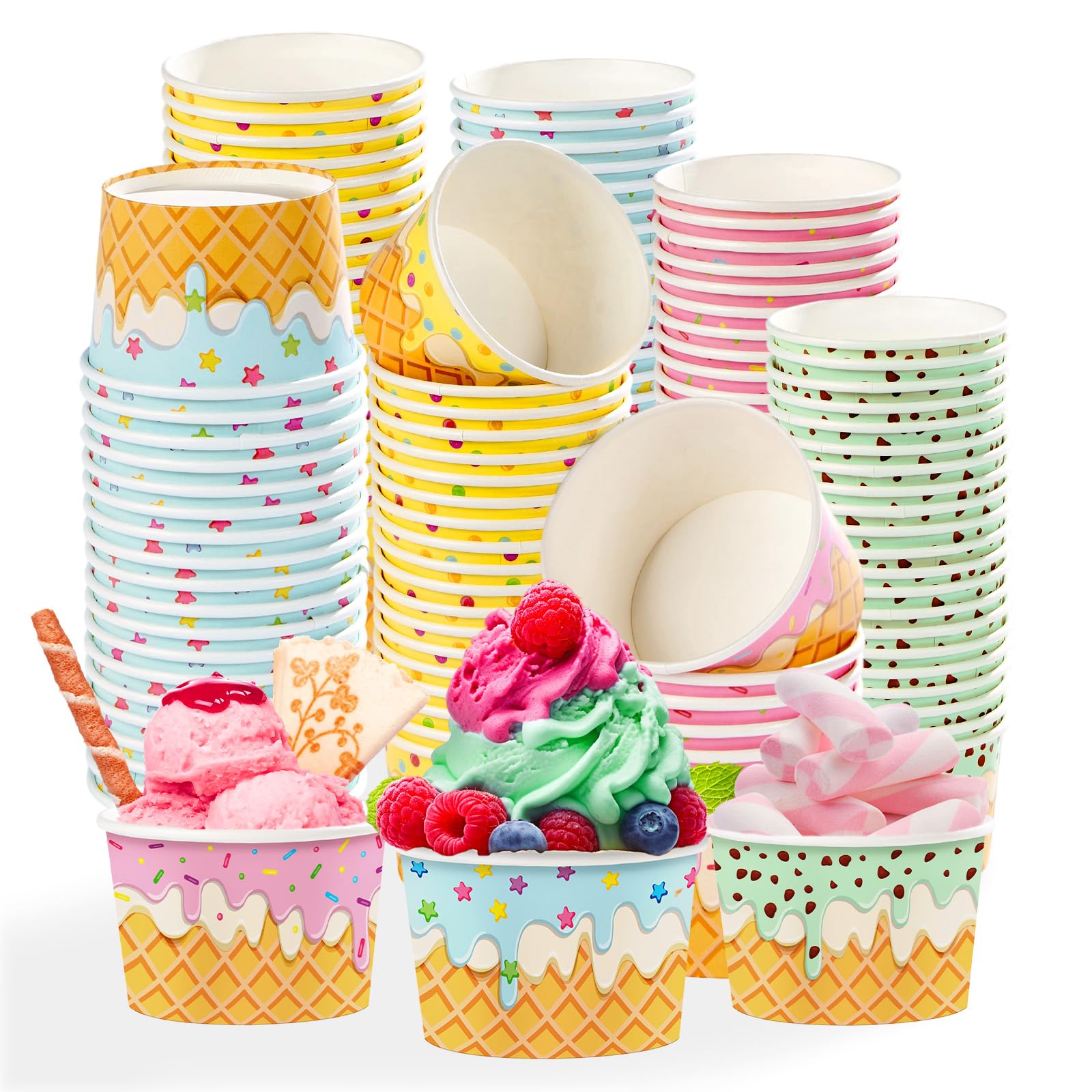 Cream Color Snacks 120 Pcs Ice Cream Snack Cup 4 Colors | Grencian