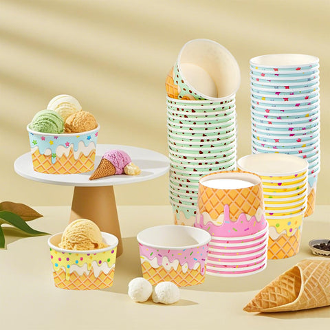 120 Pcs Ice Cream Snack Cup 4 Colors - Grencian