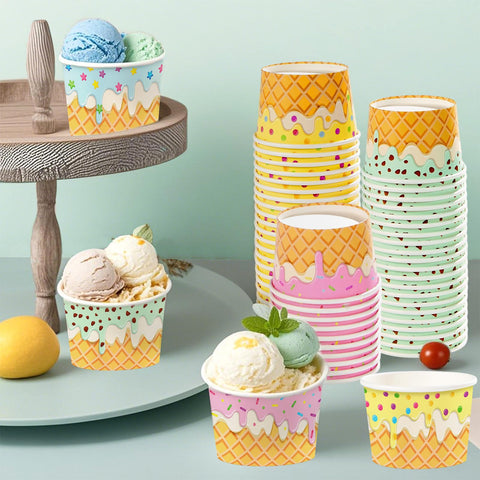 120 Pcs Ice Cream Snack Cup 4 Colors - Grencian