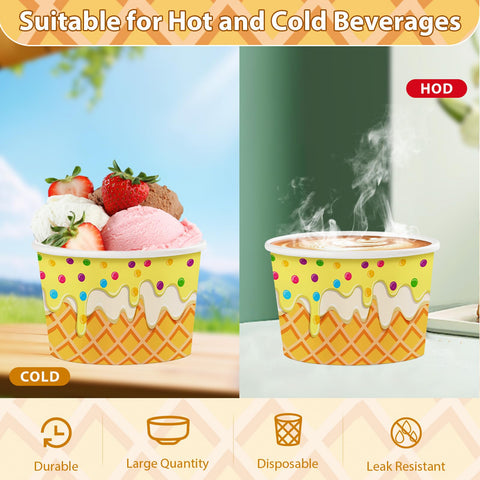 120 Pcs Ice Cream Snack Cup 4 Colors - Grencian