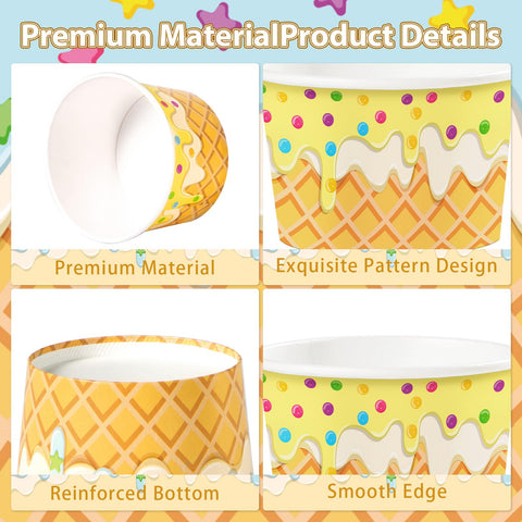 120 Pcs Ice Cream Snack Cup 4 Colors - Grencian