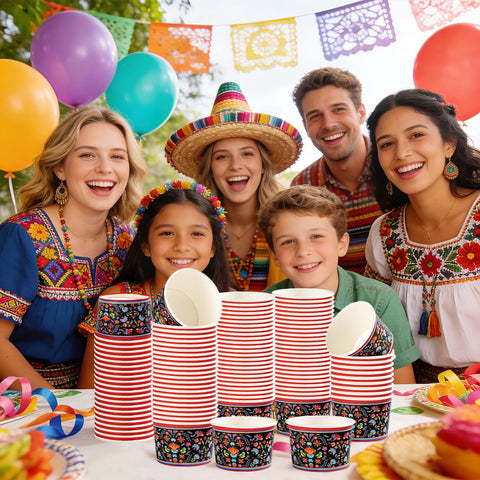 120 Pcs Mexican Floral Snack Cup - Grencian