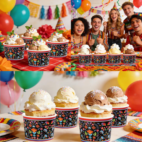 120 Pcs Mexican Floral Snack Cup - Grencian