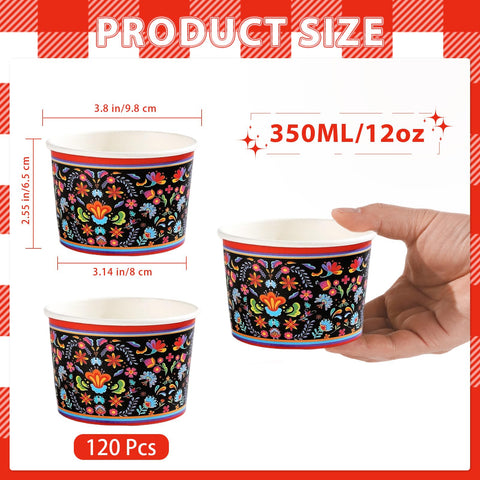 120 Pcs Mexican Floral Snack Cup - Grencian