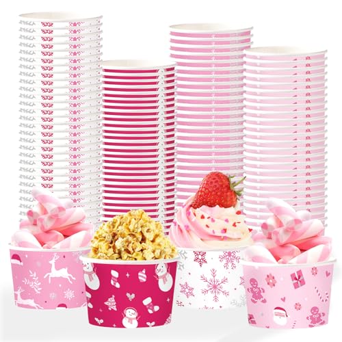120 Pcs Pink Christmas Snack Cups - Grencian