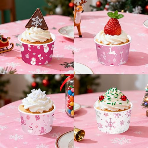 120 Pcs Pink Christmas Snack Cups - Grencian