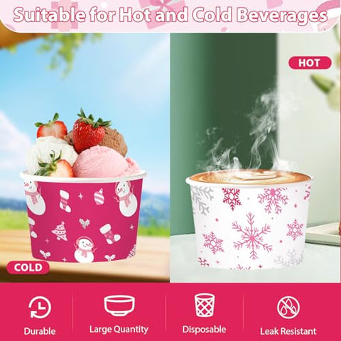 120 Pcs Pink Christmas Snack Cups - Grencian