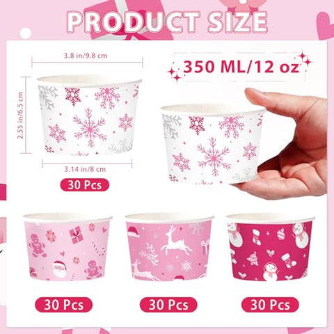 120 Pcs Pink Christmas Snack Cups - Grencian