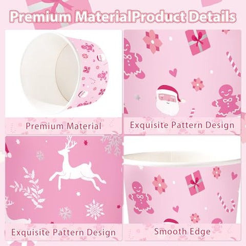 120 Pcs Pink Christmas Snack Cups - Grencian