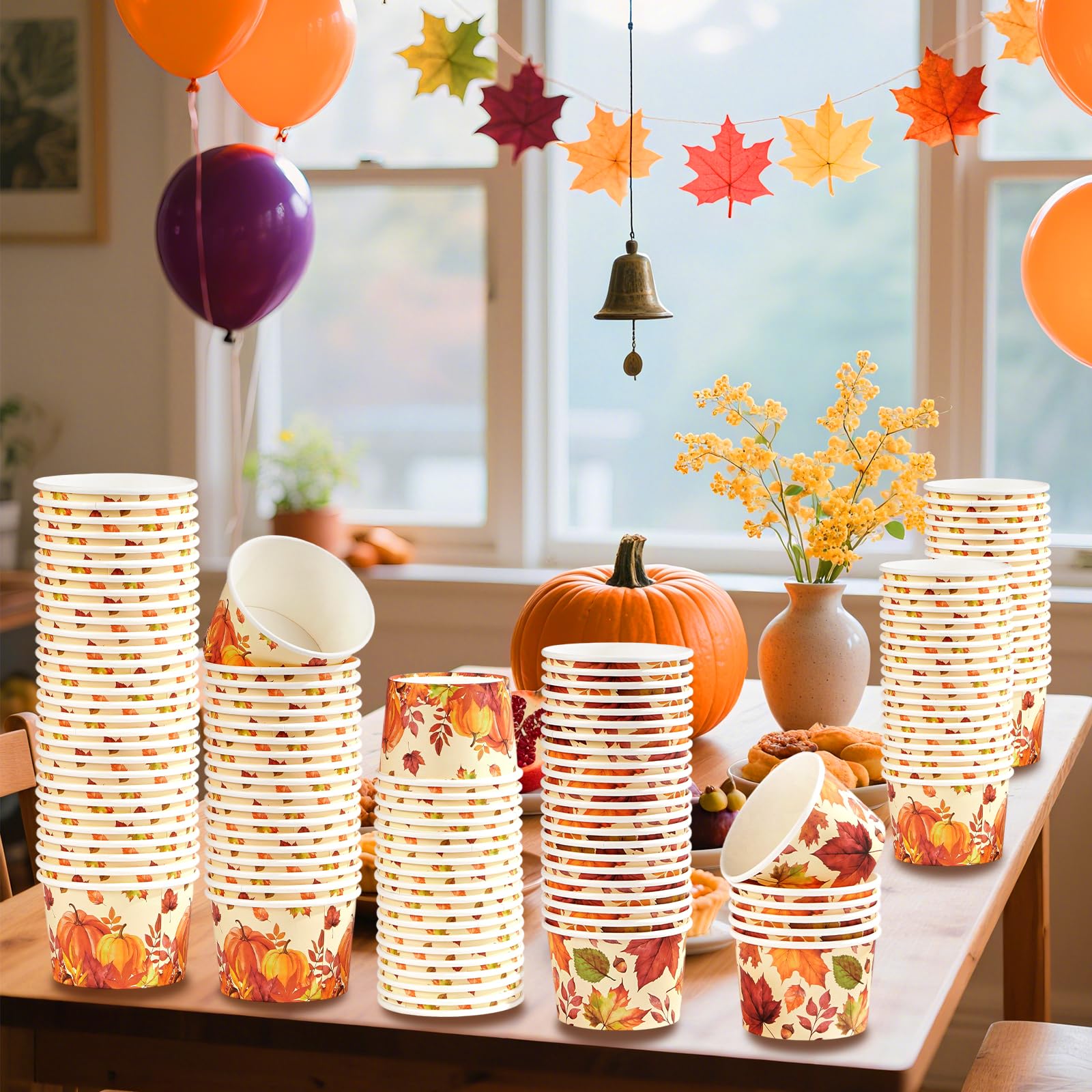 120 Pcs Pumpkin Maple Leaves Ice Cream Snack Cup - Grencian