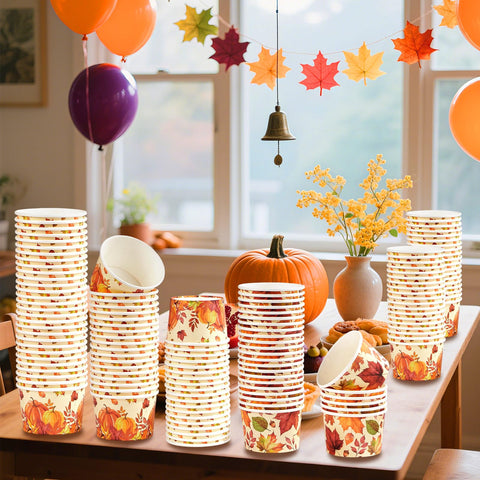 120 Pcs Pumpkin Maple Leaves Ice Cream Snack Cup - Grencian