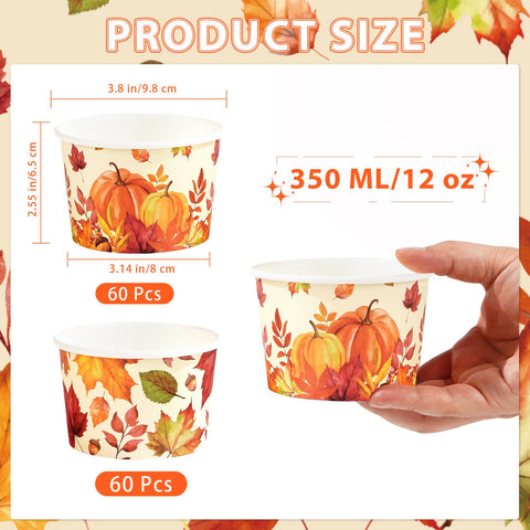 120 Pcs Pumpkin Maple Leaves Ice Cream Snack Cup - Grencian