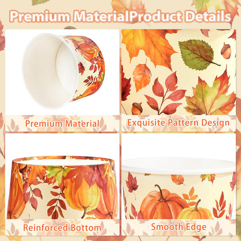 120 Pcs Pumpkin Maple Leaves Ice Cream Snack Cup - Grencian