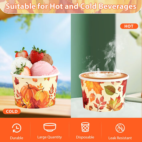 120 Pcs Pumpkin Maple Leaves Ice Cream Snack Cup - Grencian