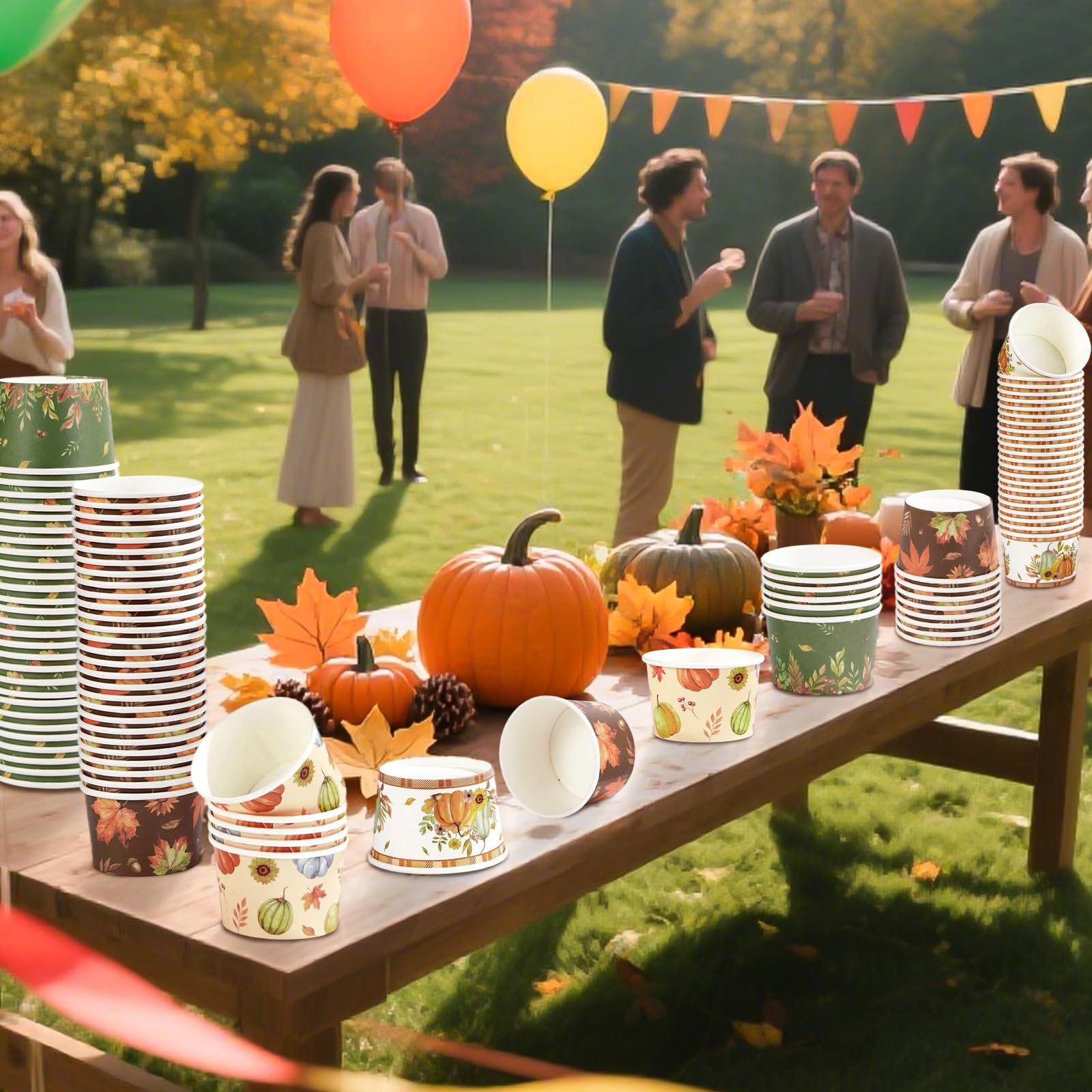 120 Pcs Pumpkin and Leaves Ice Cream Snack Cup - Grencian