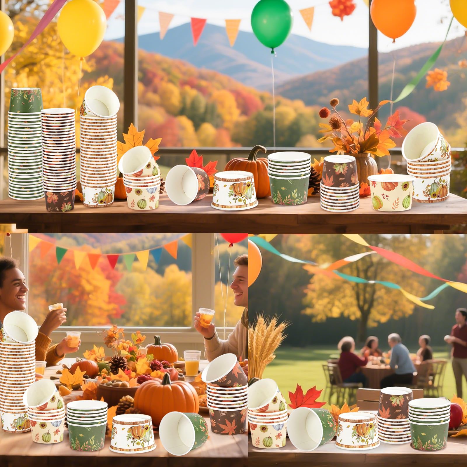 120 Pcs Pumpkin and Leaves Ice Cream Snack Cup - Grencian