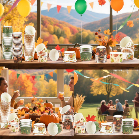 120 Pcs Pumpkin and Leaves Ice Cream Snack Cup - Grencian
