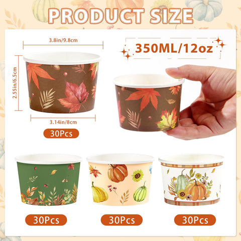 120 Pcs Pumpkin and Leaves Ice Cream Snack Cup - Grencian