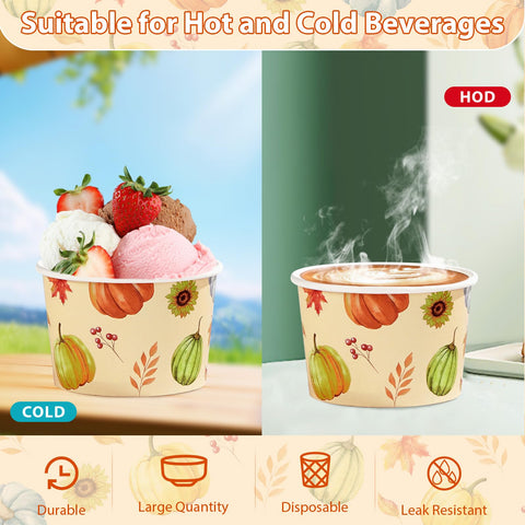 120 Pcs Pumpkin and Leaves Ice Cream Snack Cup - Grencian