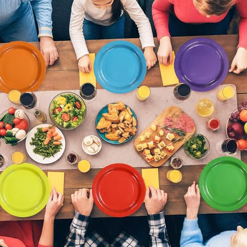 120 Pcs Rainbow Colorful Party Plates - Grencian