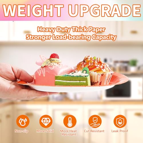 120 Pcs Rainbow Colorful Party Plates - Grencian