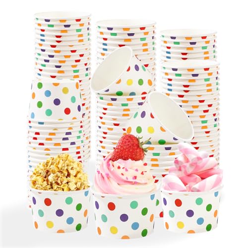 120 Pcs Rainbow Polka Dots Snack Cups - Grencian