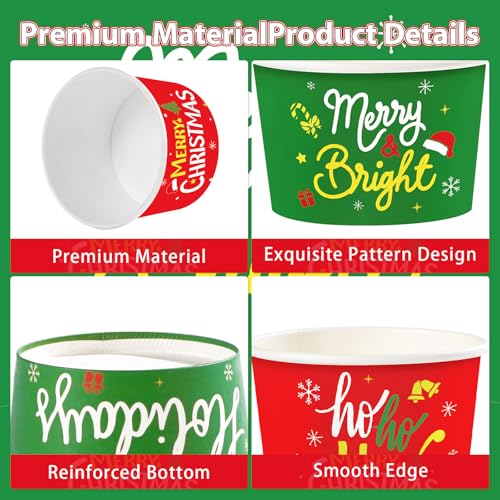 120 Pcs Red Green Merry Christmas Snack Cups - Grencian