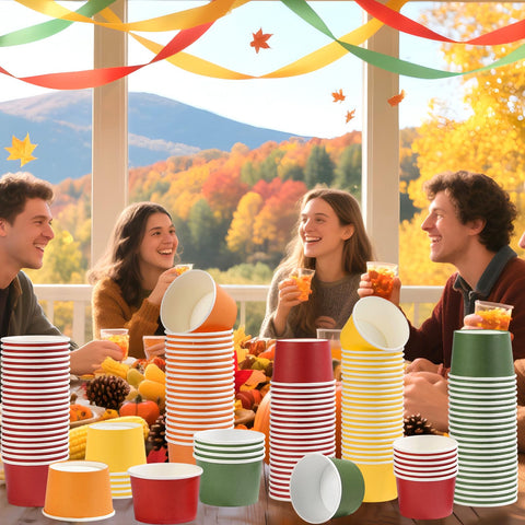 120 Pcs Red Orange Yellow Green Ice Cream Snack Cup - Grencian