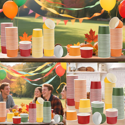 120 Pcs Red Orange Yellow Green Ice Cream Snack Cup - Grencian
