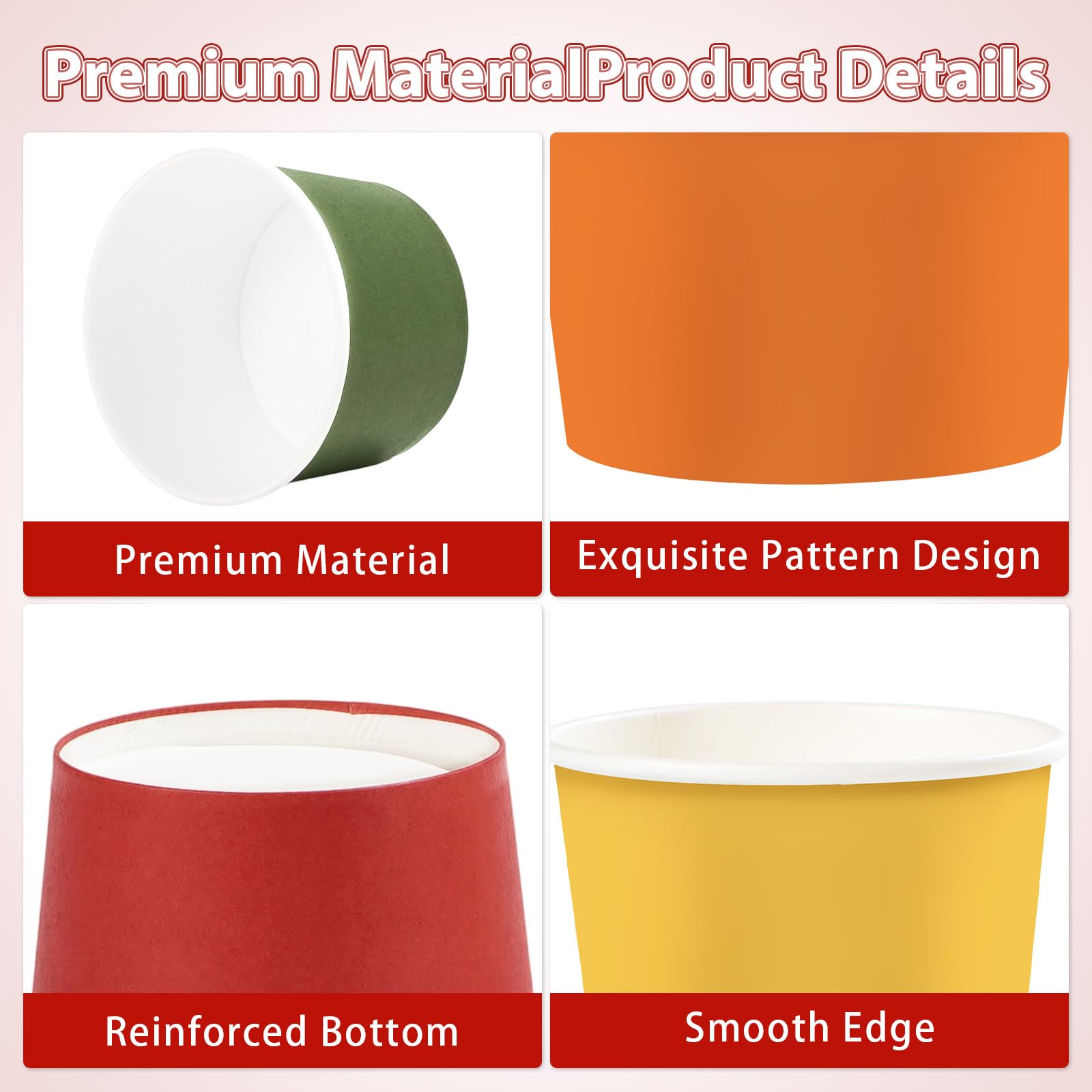 120 Pcs Red Orange Yellow Green Ice Cream Snack Cup - Grencian