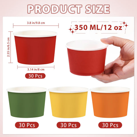 120 Pcs Red Orange Yellow Green Ice Cream Snack Cup - Grencian