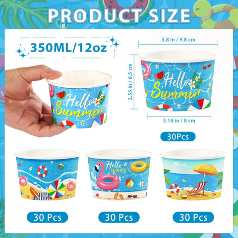 120 Pcs Summer Pool Ice Cream Snack Cup - Grencian