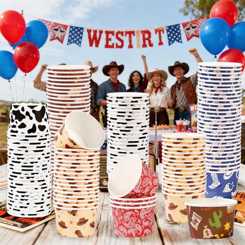 120 Pcs Western Cowboy Snack Cups - Grencian