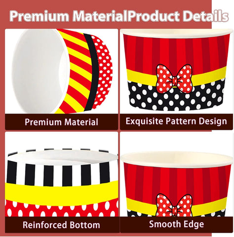 120 Pcs 12 oz Red Mouse Theme Ice Cream Cups Cartoon Mouse Dessert Bowls image 2
