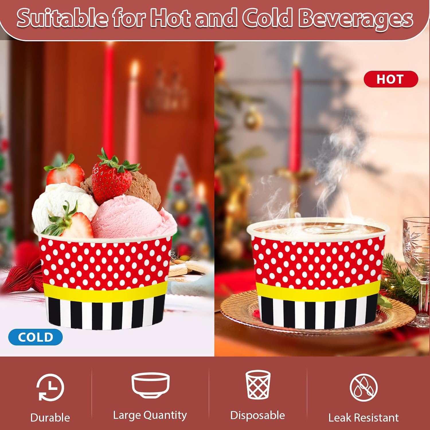 120 Pcs 12 oz Red Mouse Theme Ice Cream Cups Cartoon Mouse Dessert Bowls image 3