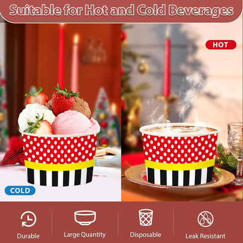 120 Pcs 12 oz Red Mouse Theme Ice Cream Cups Cartoon Mouse Dessert Bowls image 3