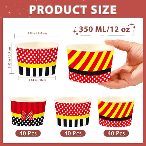 120 Pcs 12 oz Red Mouse Theme Ice Cream Cups Cartoon Mouse Dessert Bowls image 4