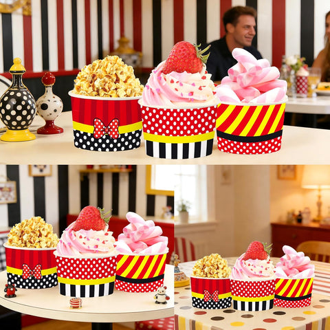 120 Pcs 12 oz Red Mouse Theme Ice Cream Cups Cartoon Mouse Dessert Bowls image 5