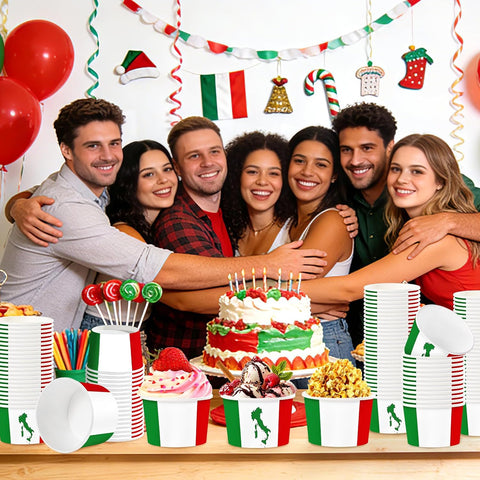 120 Pcs Italian Flag Ice Cream Cups 12 oz Disposable Dessert Bowls image 6